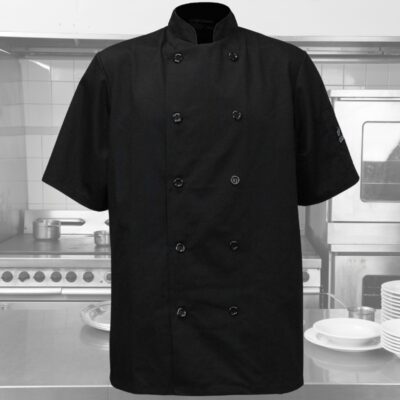 veste cuisinier manches courtes noire