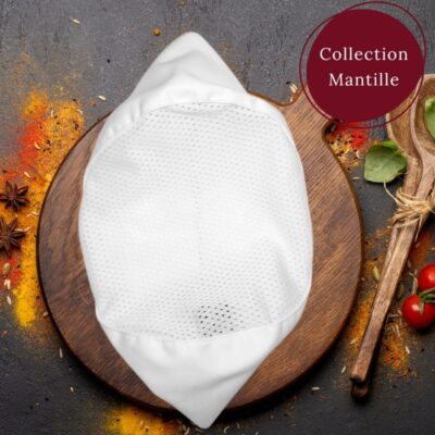 Calot cuisinier Mantille blanc filet complet