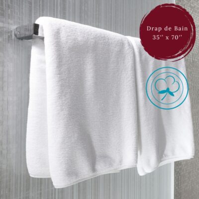 Drap de Bain XXL Blanc 100% Coton : Qualité et Confort Inégalés pour Votre Établissement