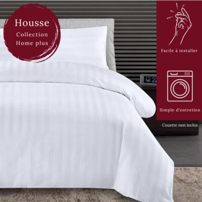 Housse de Couette Blanche Rayée : Idéale pour les Hôtels