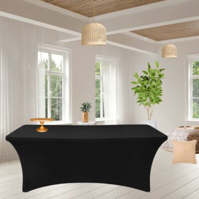 housse noire spandex table rectangulaire