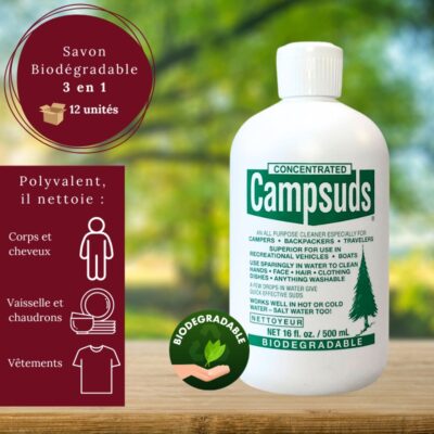 Nettoyant Biodégradable Campsuds Ultime pour Vos Aventures en Plein Air 500ml - 12 unités